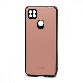 Силиконовый чехол Xiaomi Redmi 9C со стеклянной вставкой розовый