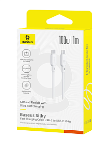 Дата кабель Type-C-Type-C Baseus Silky Series (P10377704213-00) 100W 1м 5A белый