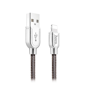 Дата кабель lightning - USB Hoco U15 1м 2,1A серый