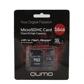 MicroSD 16Gb Qumo Class 10 80Mb/s +SD adapter