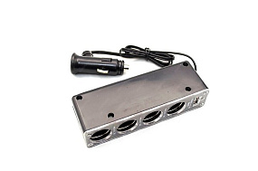 Разветвитель прикуривателя (4выхода + USB) WF-0307