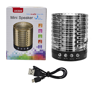 Колонка AK889 (Bluetooth/MicroSD/USB/FM/AUX) серебро