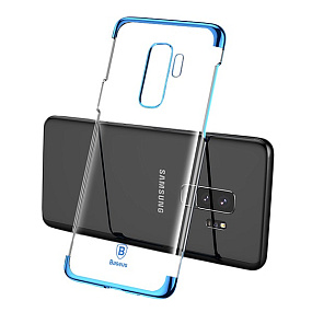 Силиконовый чехол для Samsung G965 Galaxy S9 Plus Baseus Glitter с хром.контуром синий DW03