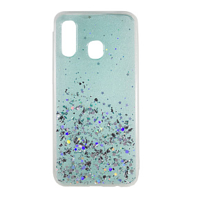 Задняя накладка для Samsung A505 Galaxy A50 PS с блестками бирюзовый 