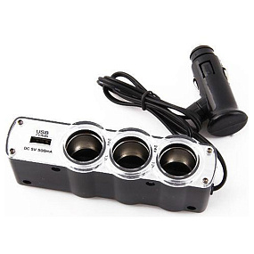 Разветвитель прикуривателя (3выхода+USB) WF-0120 500mAh со шнуром