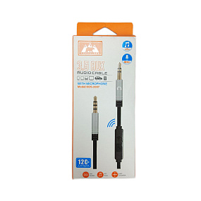 Кабель 3.5mm Jack (папа) - 3.5mm Jack (папа) KOS-2007 1м с микрофоном черный