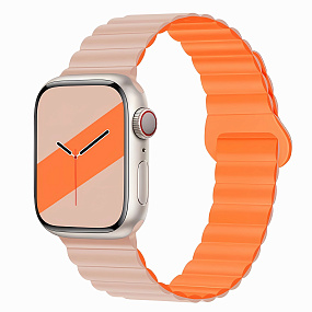 Ремешок для Apple Watch W32 42/44/45/49 mm силикон на магните розовый/оранжевый