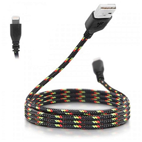 Дата кабель lightning - USB в переплете 1м черный в тех. упаковка