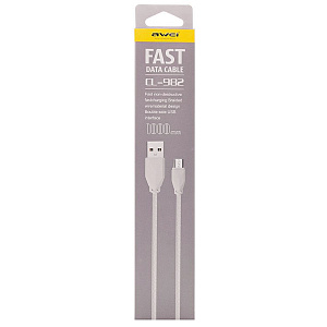 Дата кабель micro USB - USB Awei CL-982 1м в переплете белый