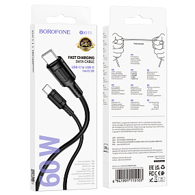 Дата кабель Type-C - Type-C Borofone BX111 Feliz 60W 1м черный