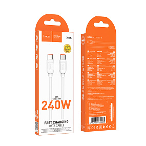 Дата кабель Type-C - Type-C Hoco X115 240W 5A 1м белый