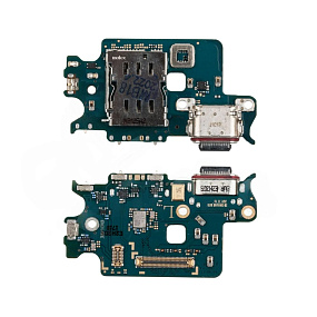 Шлейф Samsung S901B (S22) плата системный разъем/разъем SIM/микрофон - Премиум