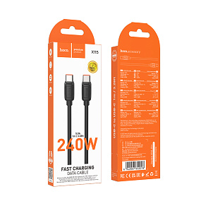 Дата кабель Type-C - Type-C Hoco X115 240W 5A 1м черный