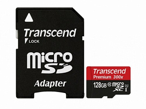 MicroSD 128Gb Transcend Class 10 UHS-I 100Mb/s +SD adapter