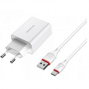 СЗУ+ micro USB Borofone BA21A 1 выход 2.4А QC3.0 белый
