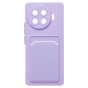 Силиконовый чехол Tecno Spark 20 Pro+ с визитницей светло-фиолетовый