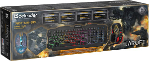 Игровой набор Defender Target MKP-350 клавиатура+мышь+коврик+наушники