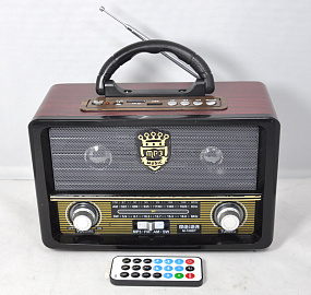 Радиоприемник Meier M-108BT (USB/microSD/FM/AUX/Bluetooth) красный/золото