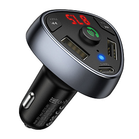 FM-модулятор Hoco E51 (Bluetooth, Type-C, 2USB, 18W, дисплей)(УЦЕНКА)б/у, потертости