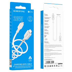Дата кабель Type-C - Lightning Borofone BX70 2.4A 20W 1м белый