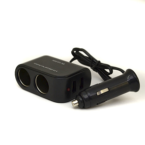 Разветвитель прикуривателя (2 выхода + 2USB) WF-102 со шнуром(УЦЕНКА)потертости