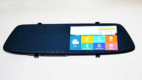 ВидеоРегистратор в зеркале заднего вида L1001C+выносная камера черный