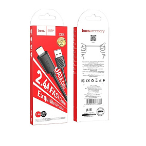 Дата кабель lightning - USB Hoco X88 2.4A 1м черный
