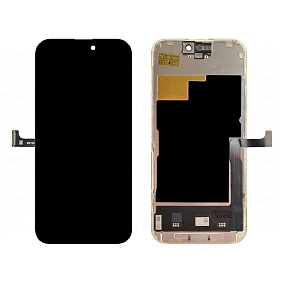 Дисплей для телефона iPhone 15 Pro в сборе Черный - (Soft OLED, Full HD, 120 Гц) (площадка под IC)