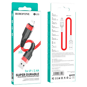 Дата кабель lightning - USB Borofone BU35 2.4A 1м красный