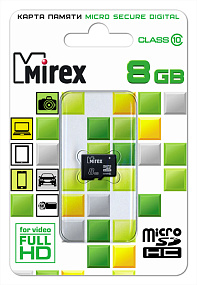 MicroSD 8Gb Mirex Class 10 без адаптера (УЦЕНКА) тех. пак