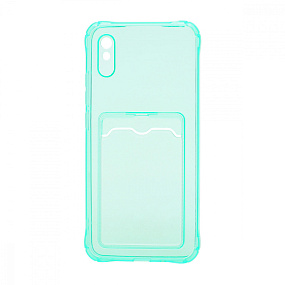 Силиконовый чехол Xiaomi Redmi 9A с визитницей прозрачный мятный