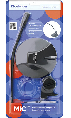 Микрофон Defender MIC-117 проводной настольный 1,5м черный