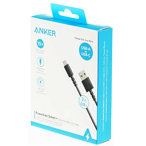 Дата кабель Type-C - USB Anker A8022 0.9м 2A черный