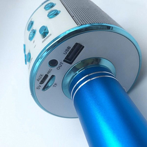 Микрофон WSTER WS-858 беспр/караоке голубой