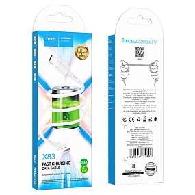 Дата кабель micro USB - USB Hoco X83 2.4A 1м белый