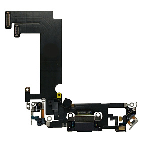 Шлейф iPhone 12 mini на системный разъем/микрофон Черный - Премиум