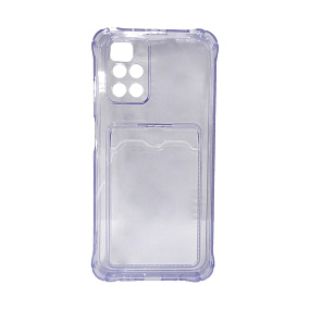 Силиконовый чехол Xiaomi Redmi 10 с визитницей прозрачный сиреневый