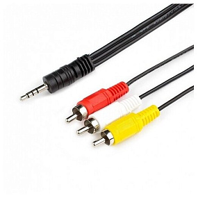 Кабель 3.5JACKm (папа) - 3xRCAm (папа) 1m