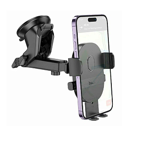 Автодержатель для телефонов на жестком креплении Hoco H19 черный(УЦЕНКА)тех.пак