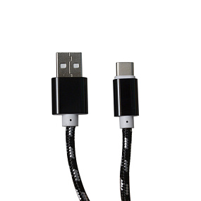 Дата кабель Type-C - USB в переплете черный тех. упаковка