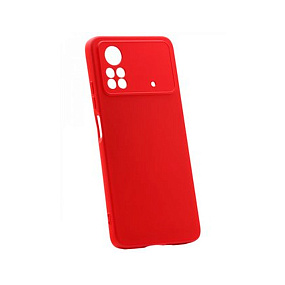Силиконовый чехол Xiaomi Poco X4 Pro 5G с закрытой камерой красный