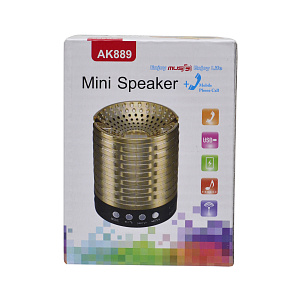Колонка AK889 (Bluetooth/MicroSD/USB/FM/AUX) синяя