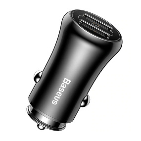 АЗУ-USB Baseus F635 Gentleman 2 выхода металл 4.8A черный