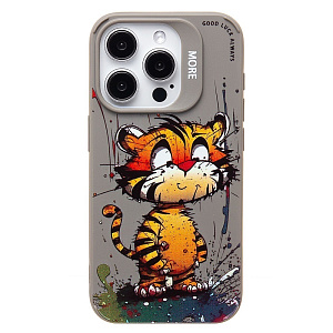 Кейс iPhone 15 Pro Max силикон SC335 (тигр) серый