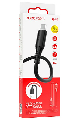 Дата кабель micro USB - USB Borofone BX47 2.4A 1м черный