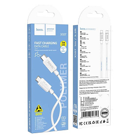 Дата кабель Type-C - USB Hoco X107 3A 1м белый