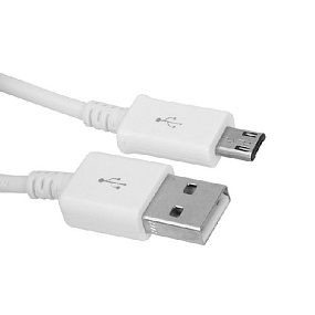 Дата кабель micro USB - USB длинный штекер белый тех. упаковка