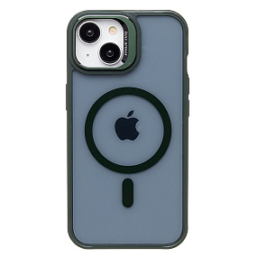 Кейс iPhone 13 силикон SafeMag SM026 темно-зеленый