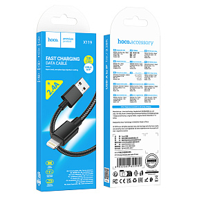 Дата кабель lightning - USB Hoco X119 2.4A 1м черный