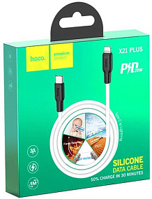 Дата кабель Type-C - Lightning Hoco X21 Plus 3A 20W 1м белый